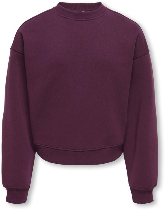 Donkerrode, cropped sweater met ronde hals en lange mouwen.