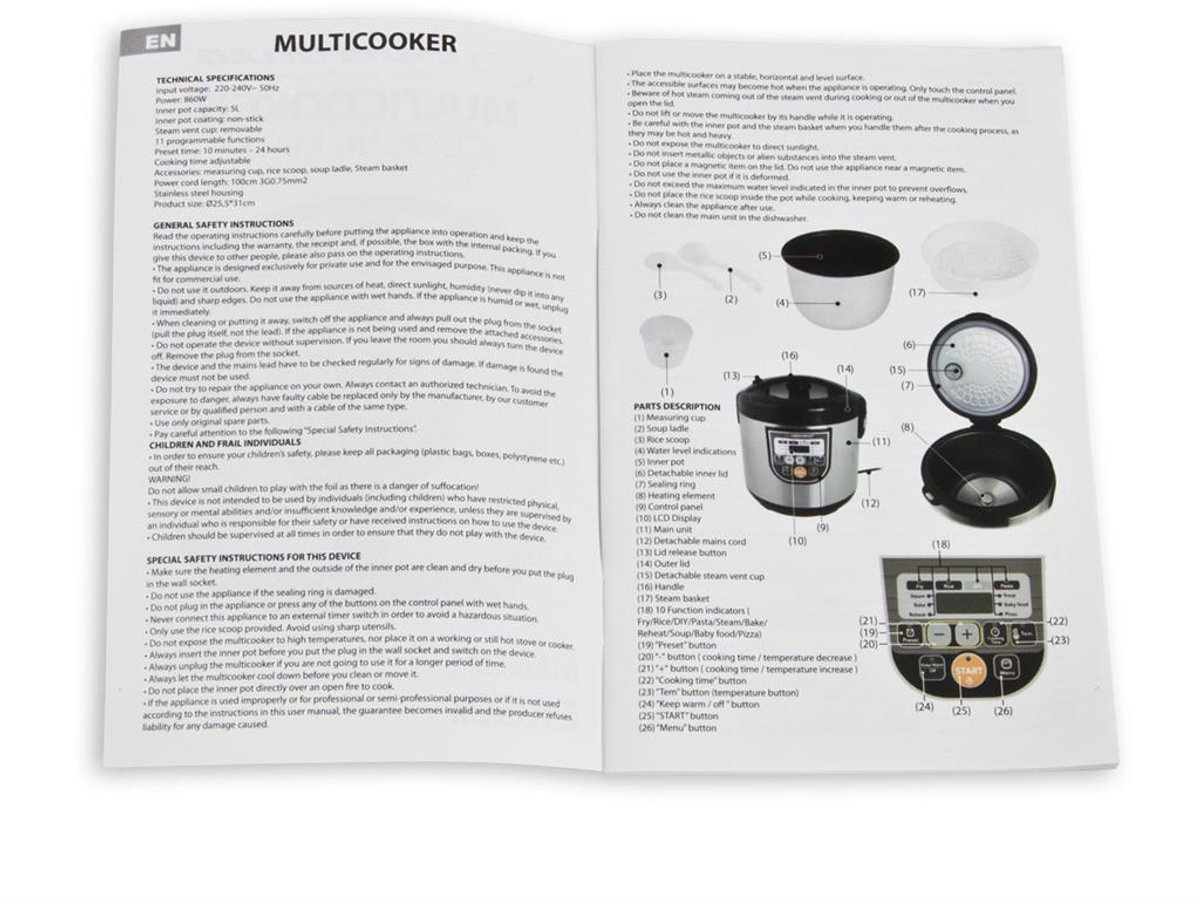 Esparanza - Multicooker - RVS - met Timer – foto 4