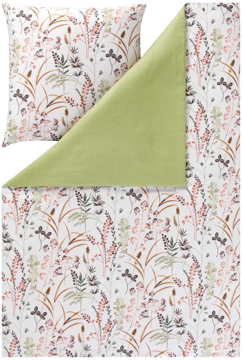 Estella Maria - Dekbedovertrekset - 160 x 200 cm - Mako-katoensatijn - 3-delig Groen
