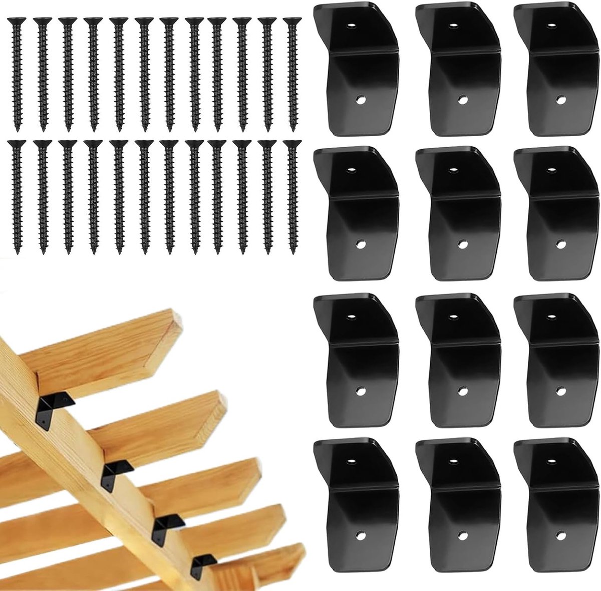 Dakbeugels - Houten balkhangers - Structurele verbinding - Roestbestendige constructie - 2 inch - Zwart