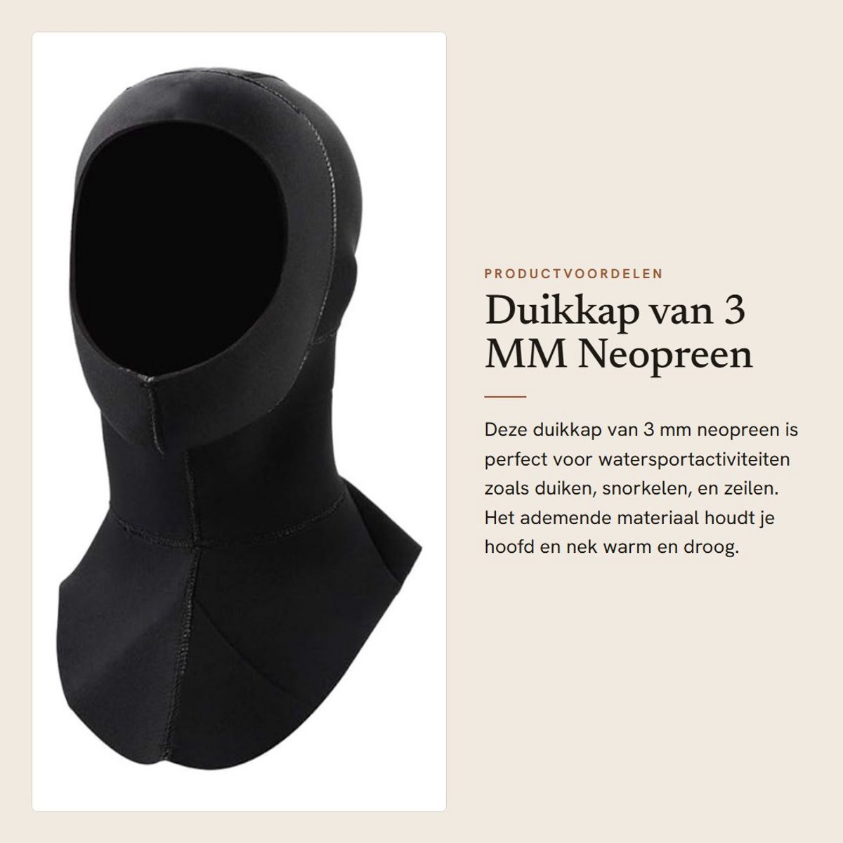 Dailygoods- Duikhoed 3mm Neopreen - Waterdicht - Antislip - Warm - Duiken/Snorkelen - Onmisbaar Accessoire - Duikmuts