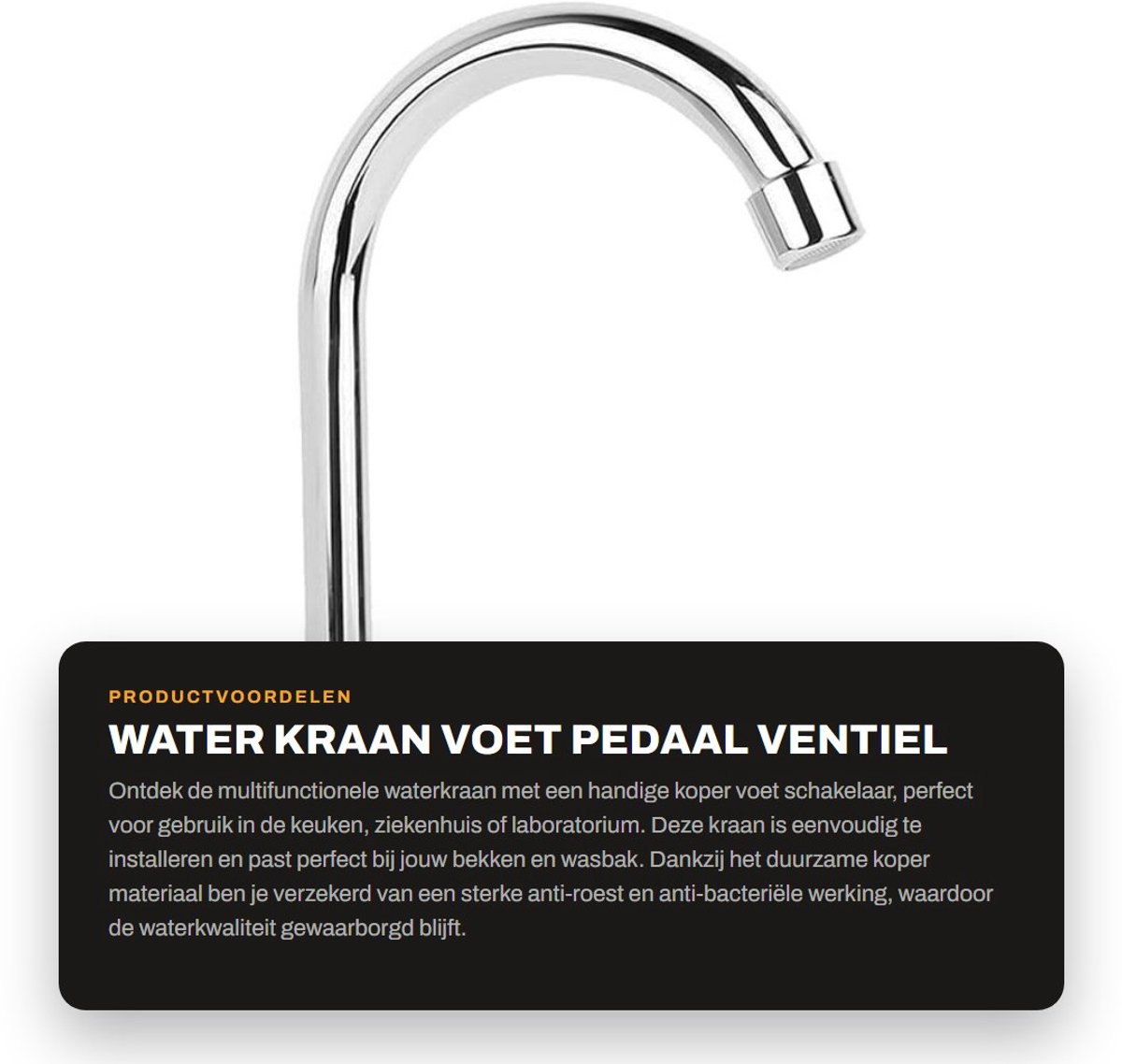 Allecto - Water Kraan - Voet Pedaal Ventiel - Eenvoudig te