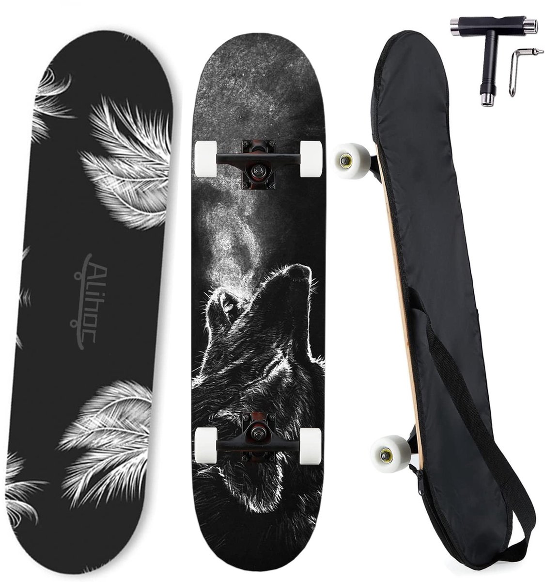 Dailygoods- Skateboard 7-laags esdoorn - Skateboard voor kinderen/jongeren/volwassenen - Skateboard bescherming - Skateboard wielen - Skateboard accessoires - Perfecte combinatie voor snel leren - Skateboarddeck