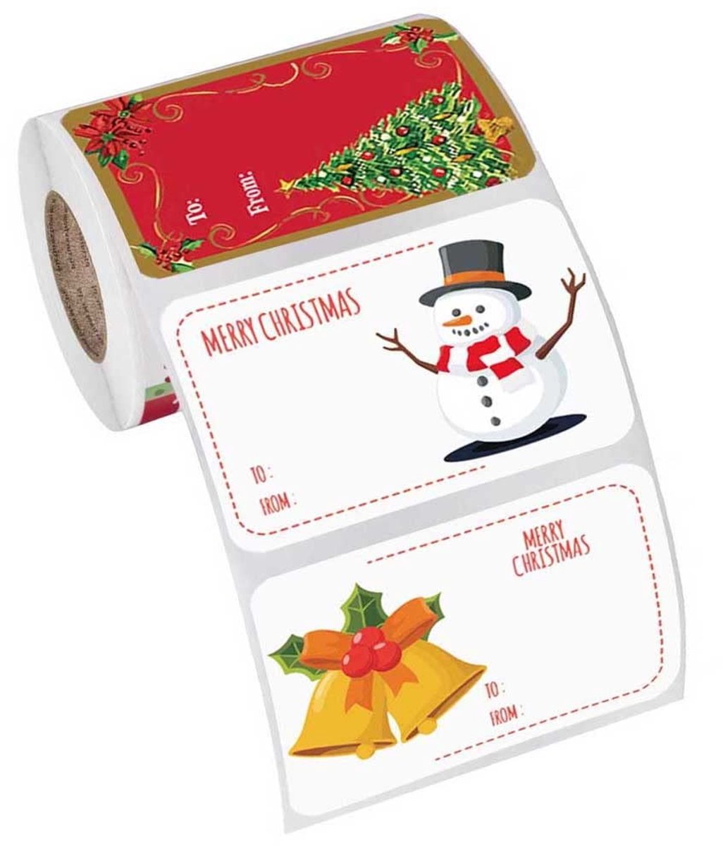 Dailygoods- Cadeau Etiketten 250 Stuks - Zelfklevende Stickers - Kerst Labels - Decoratie Geschenkverpakking - Hoogwaardig Papier - 5 x 7,5 cm - Cadeaulabels