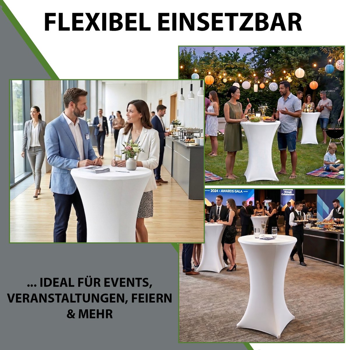 TRUTZHOLM Bartafelhoes Stretch Wit Ø 80cm - Universele Statafel Hoes - Bistrotafel Stretchhoes Elastisch Feest