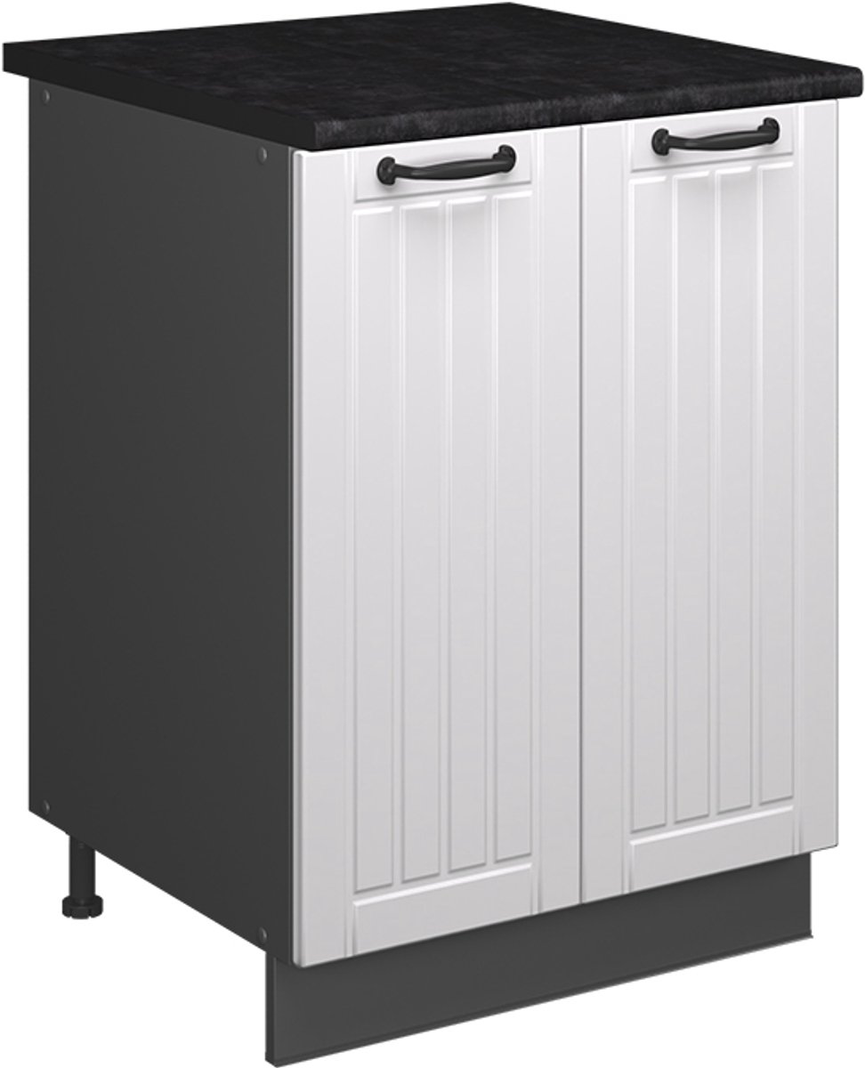 Vicco Wastafelkast Fame-Line, Wit Landhuis/Antraciet, 60 cm