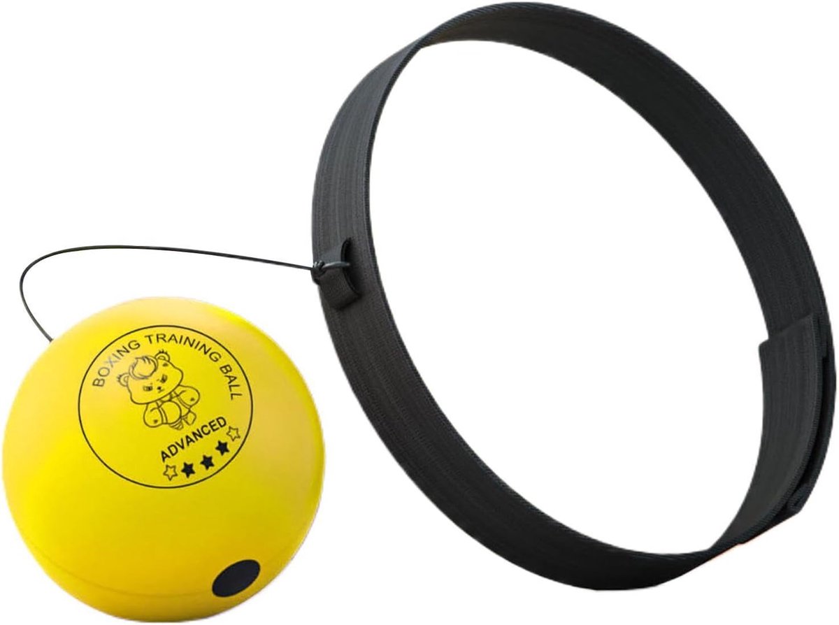 Boksbal Set - Reactiebal - Fitness Training - Verstelbare Hoofdband - Verschillende Maten - Geel