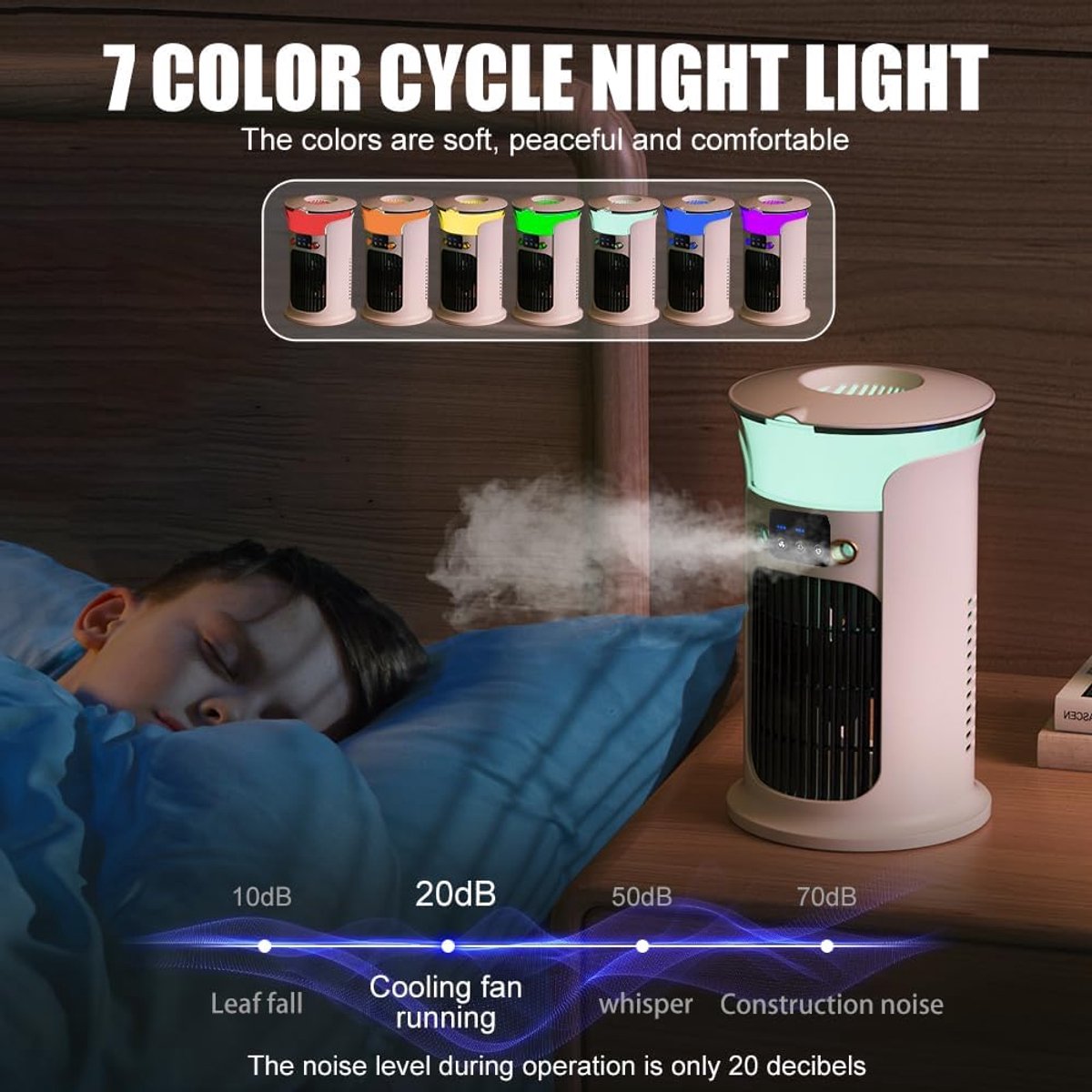 Mini-draagbare airconditioner, kleine draagbare luchtkoeler voor kamers, draagbare airco-unit, stille mobiele airconditioner zonder afvoerslang (wit) thumbnail 7