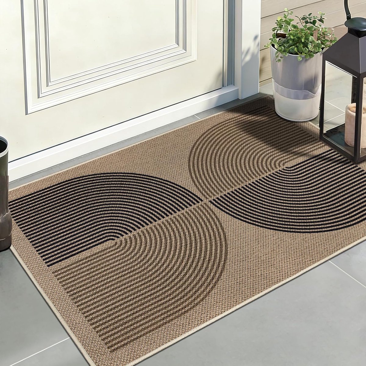 Famanu Jute-look deurmat, antislip en wasbaar, 60x90 cm, voor binnen en buiten Neutraal