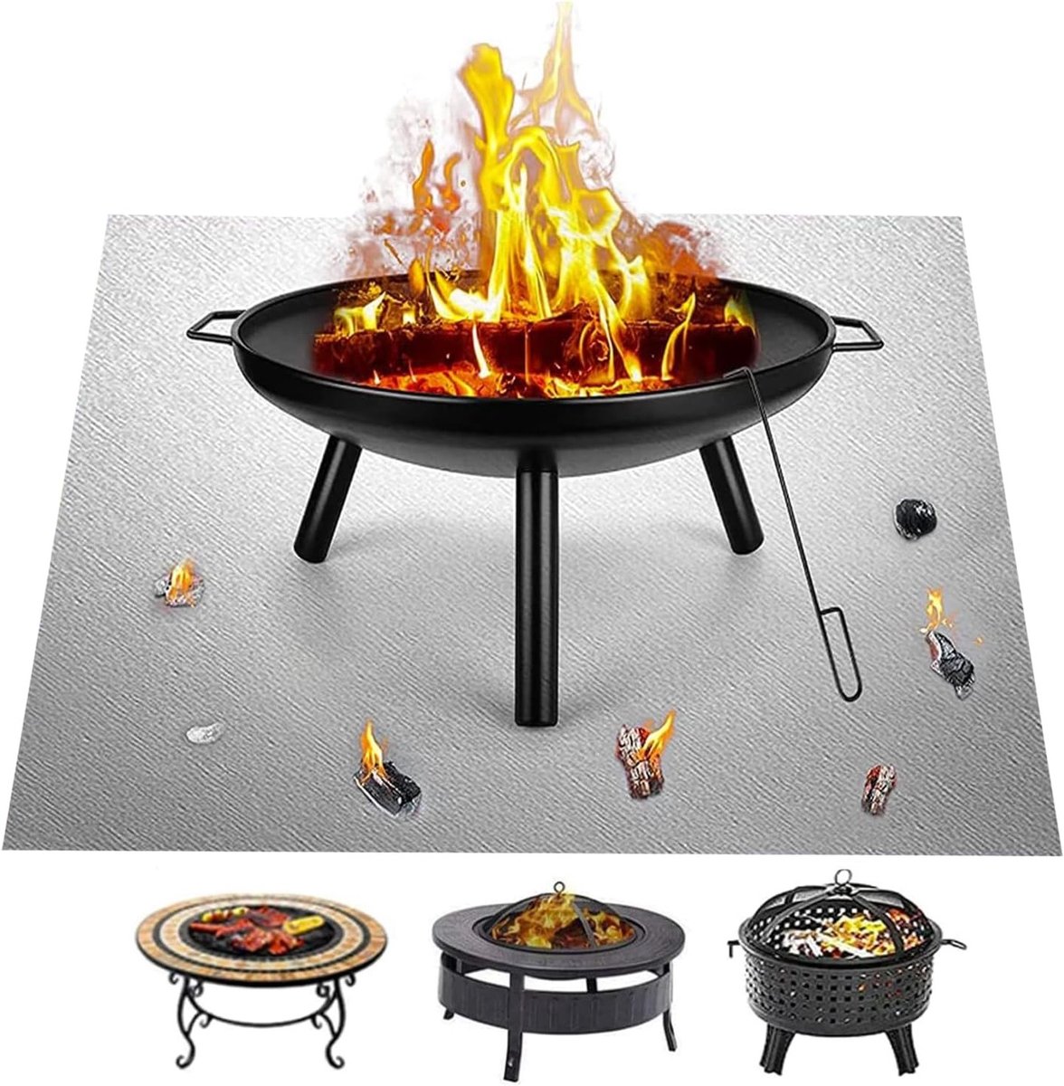 Vierkante Vuurkorfmat 130 x 90 cm - Vuurwerende Ondergrond voor Grill en Terras, Bescherming voor Hout en Gras, Draagbare Vuurkorf Accessoire