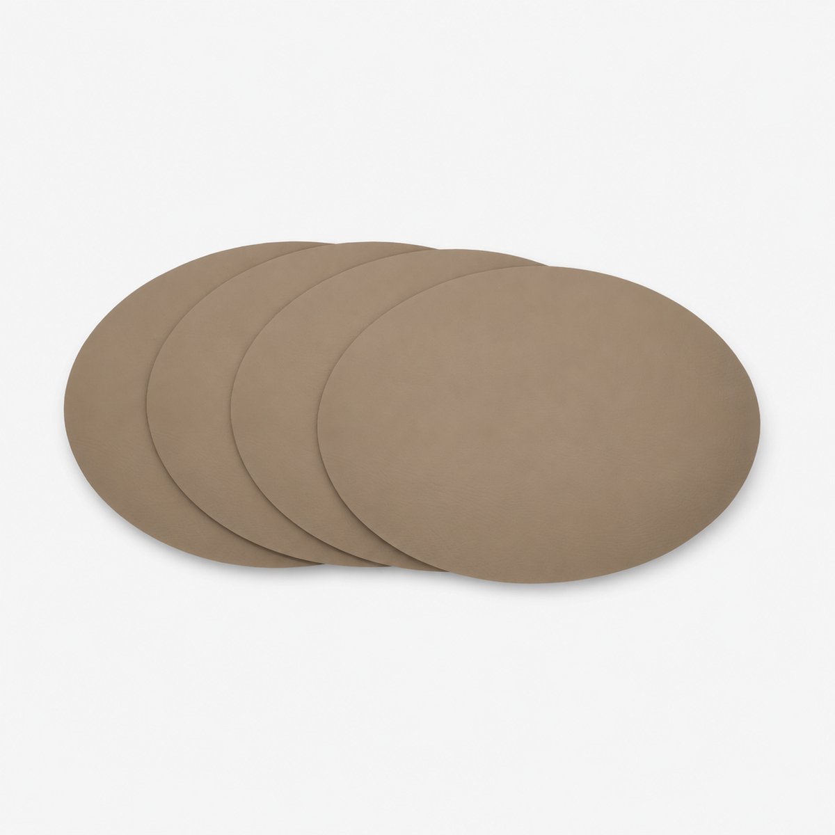 Placemat set gerecycled leer - ovaal - 33 x 45 cm - 4 stuks - Sand