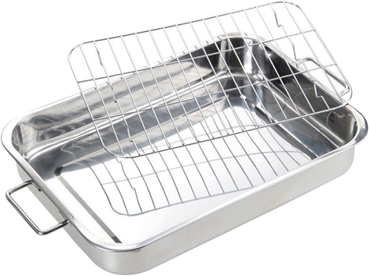 Braadplaat Roestvrij Staal Oven Bakplaat Grote Maaltijden Bereiden Grote Capaciteit Ontwerp 45 cm Meerkleurig