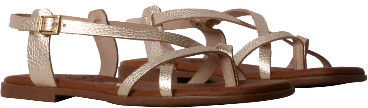 Platte leren sandalen