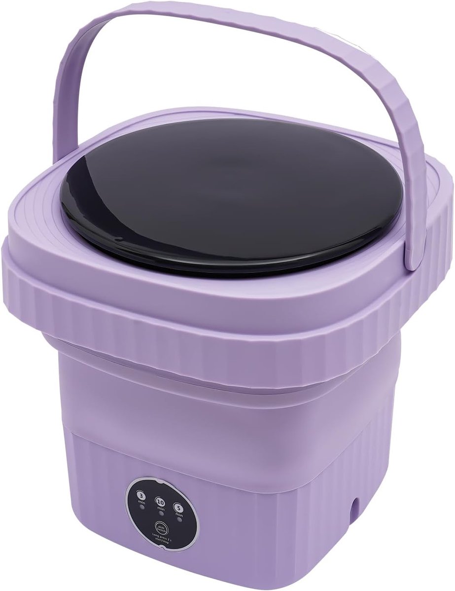 Mini Wasmachine Opvouwbaar Apparaat Kleine Kleding Wassen Stille Werking 6 Liter Paars