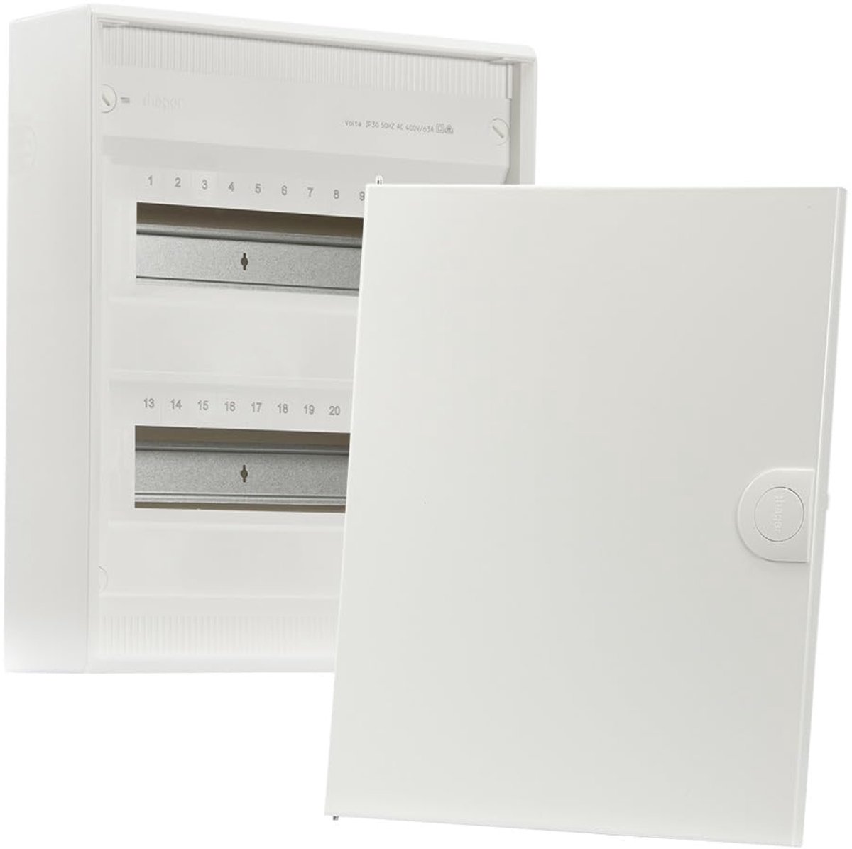 Verdeelblok met deur - Groepenkast klein - Elektrische installatie - Opbouw model - 30.5 x 6.7 cm - Wit