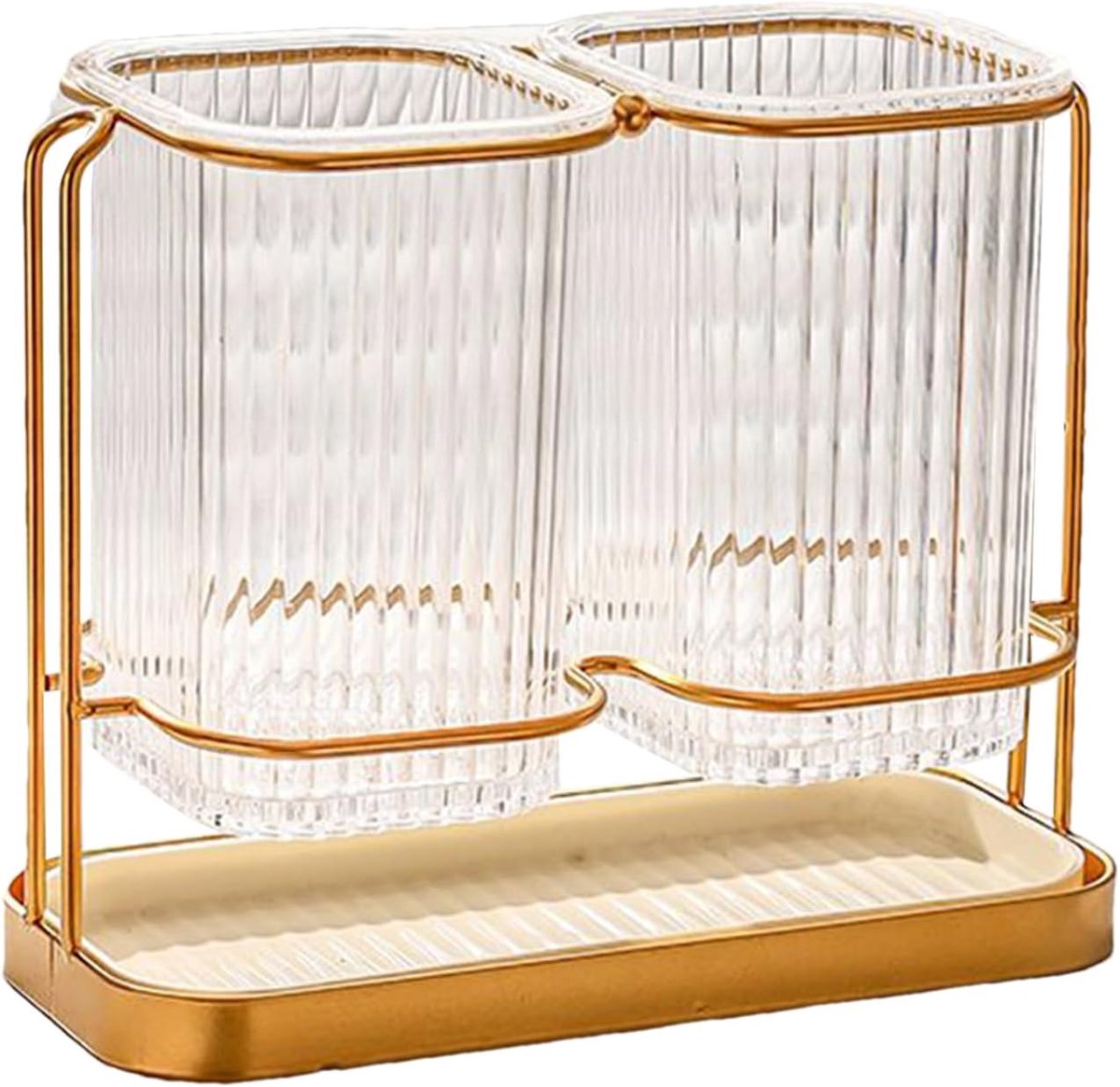Keukengereihouder - Bestekbak Droogrek - Keuken Organiseren - Ruimtebesparend Ontwerp - 21.5 x 20.3 x 10.4 cm - Goud