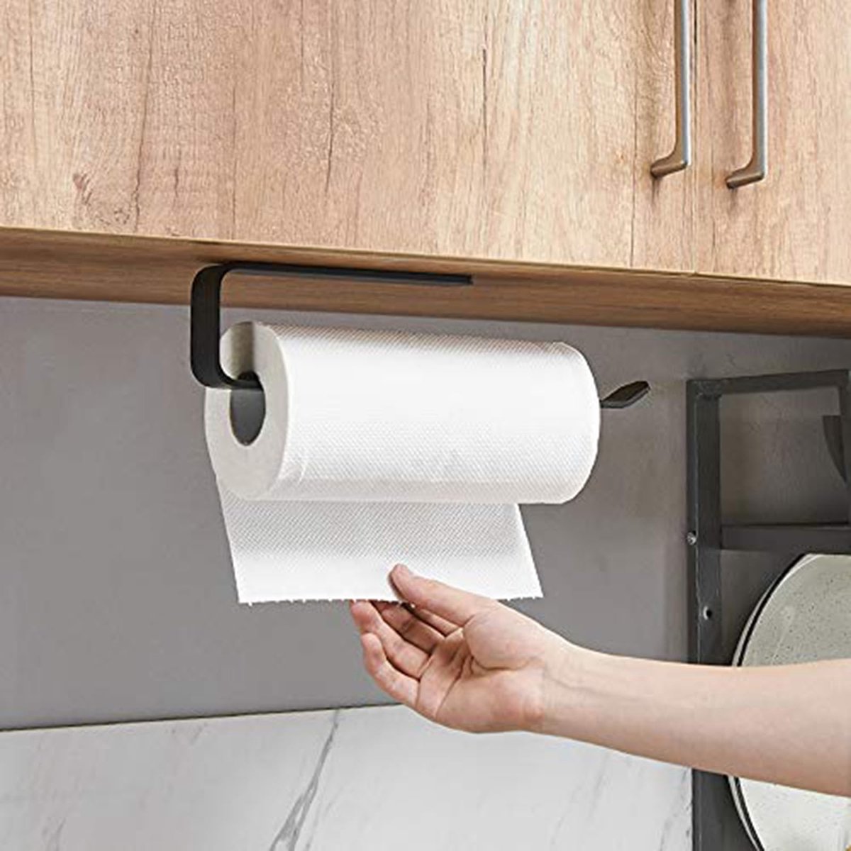 carmdering - Kuchenrollenhouder - Keukenpapierdispenser - Wandmontage Houder - Zonder Boren Installatie - Rostvrij Aluminium Constructie - Hoogwaardig Aluminium - Krasbestendig Oppervlak - Ruimtebesparende Oplossing - 1 Stuk