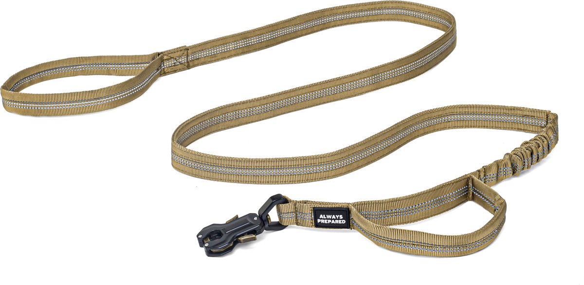 Always Prepared Pro Hondenriem - Elastisch - 240 cm - Khaki Reflecterend