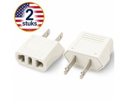 DEGG® - 2x Reisstekker EU naar Amerika - type A verloopstekker - Wereldstekker USA/VS - voor type C & F stekkers - Travel adapter - Wit - Ideaal voor reizen naar Amerika, Canada, Japan & meer