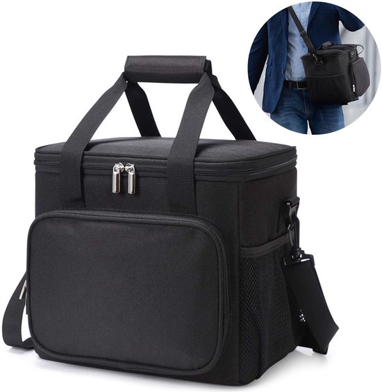 MODFU Picknicktas - 15L Grote Koeltas met Isolatie - Lichtgewicht & Draagbaar - Perfect voor Strand, Camping & Dagjes Uit - Oxford Stof - Zwart van Modfu — afbeelding 2
