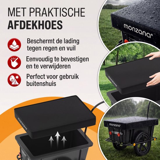 Monzana Fietskar Aanhanger - 90L Kunststof Kuip Koppeling - Zwart van Monzana — afbeelding 5