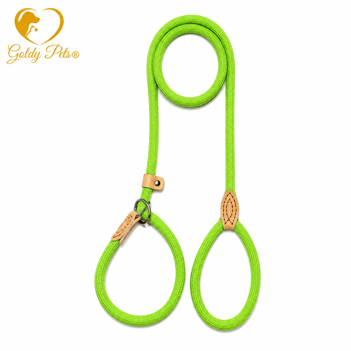 Goldy pets Retriever riem 8mm x 150cm Groen Hondenriem verstelbaar