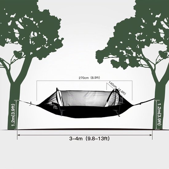 Night Cat Hangmat Tent met Muggennet Waterdichte Regenkap voor 1 Persoon Wandelen Kamperen in de Tuin Achtertuin Wilde Camouflage Pro van Night Cat — afbeelding 3