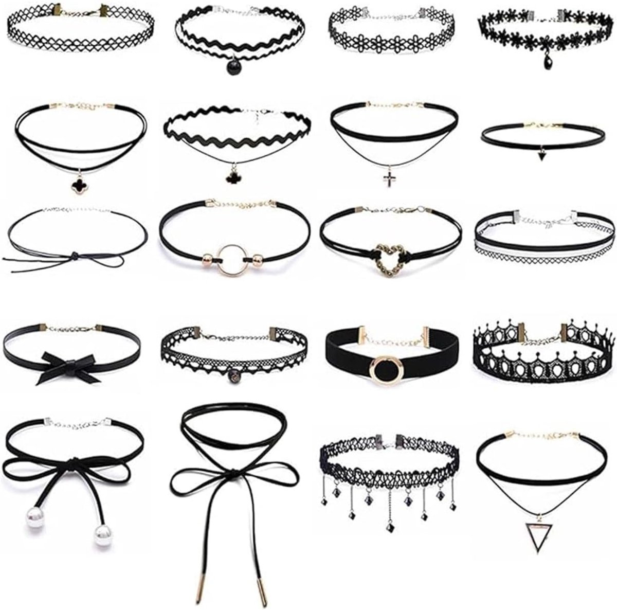 Fluwelen choker ketting set van 20 stuks voor vrouwen en tieners, verstelbaar en stretchy, perfect voor gothic en alternatieve stijlen
