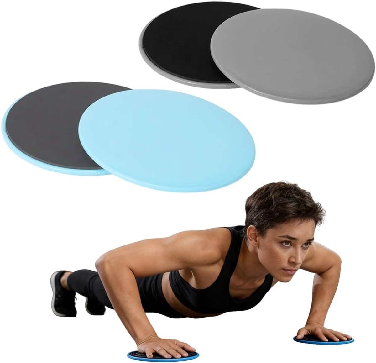 Dubbelzijdige sliding discs voor fitness - 4 stuks - Ideaal voor training op tapijt en harde vloeren, sportieve glijschijven voor core stability en krachttraining