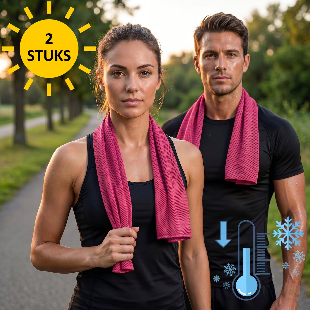Sorprese Koelhanddoek - 2 Stuks - Donkerroze - Verkoelende Handdoek - Cooling Towel - Microvezel - Ice Towel - Ijshanddoek - Koelsjaal