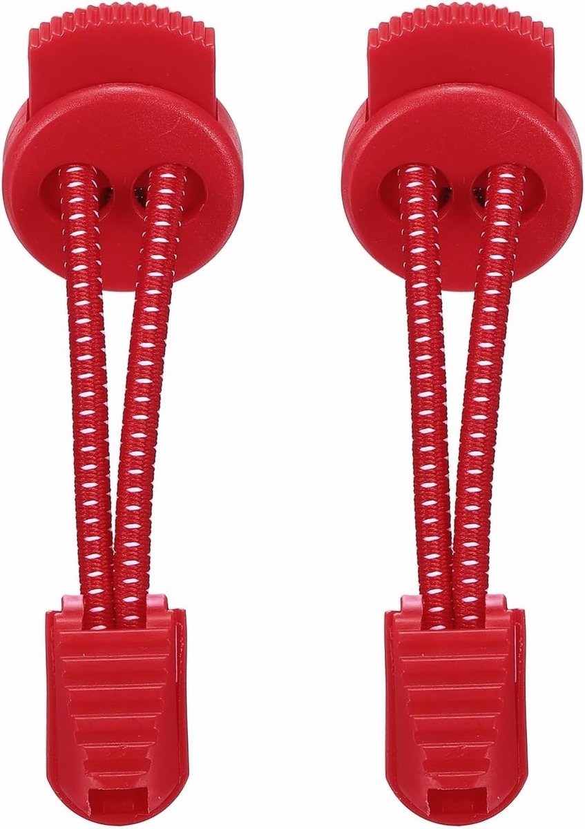 2 stuks elastische veters voor schoenen, veters zonder knopen voor volwassenen, ideaal voor sneakers en tennisschoenen, wit met rode stippen