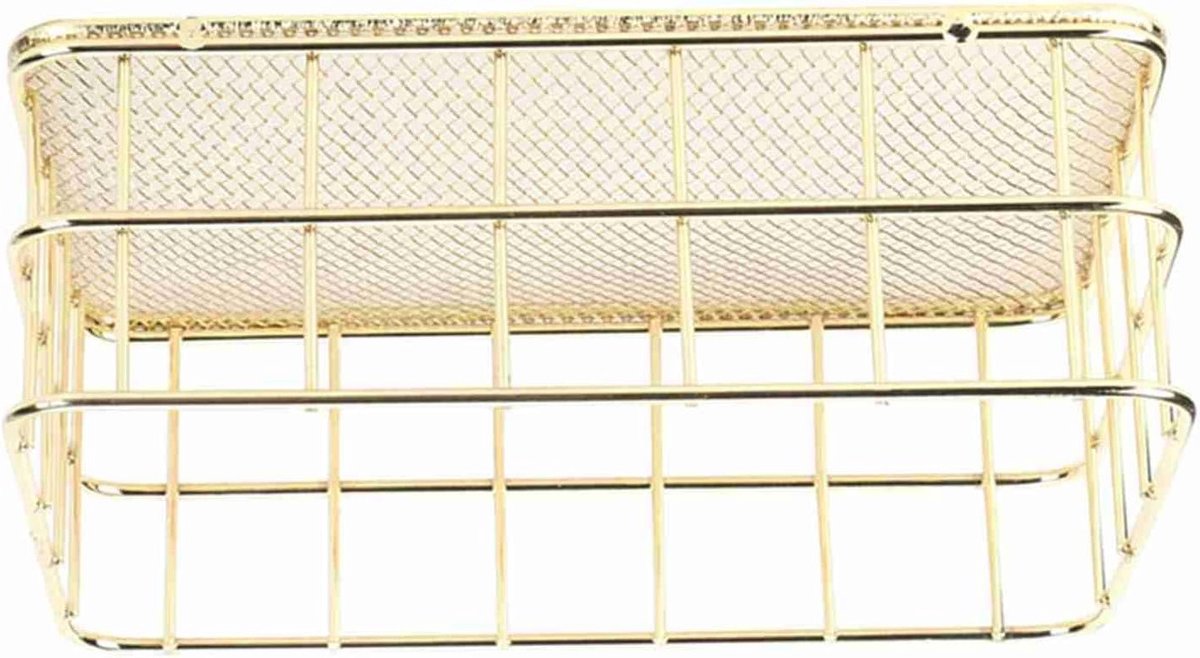 Multifunctionele Gouden Draadmand voor Desktopopslag, Ideaal voor Snacks en Kleine Voorwerpen, Compact en Stijlvol
