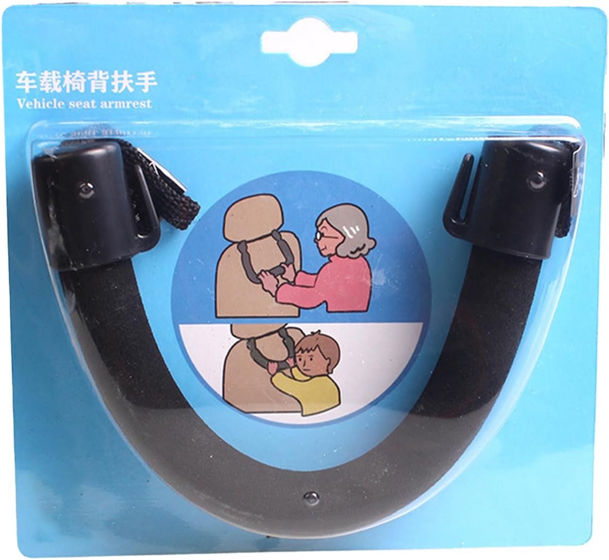Auto Hoofdsteun Handgrepen - Passagiers Greep - Veilige Rit - Universele Pasvorm - 28.5 x 19.3 x 3.3 cm - Zwart