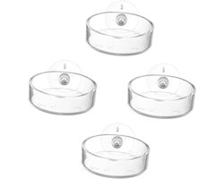 Voerbak voor vissen - Aquarium voeder - Vis voeren - Met zuignap - 4 stuks - Transparant