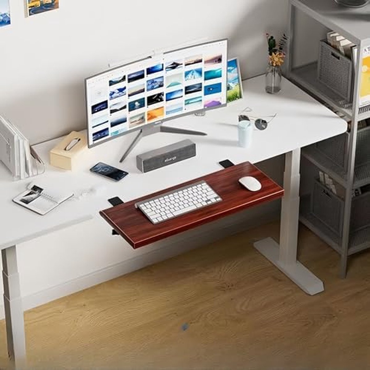Bureau Extender - Toetsenbordlade - Comfortabel Werken - Opvouwbaar Ontwerp - 20x40cm - Rood
