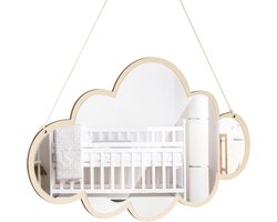 OLOEY Houten wolkenspiegel-Scandinavische wanddecoratie voor de kinderkamer – Lichtgewicht en veilig ontwerp voor de meisjesslaapkamer-speelkamer of vakantiehuis (bevestigingsgaten willekeurig geplaatst)