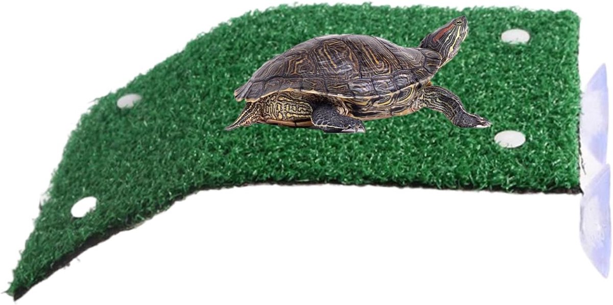 Zonne-eiland Reptielen - Rustzone Aquarium - Verbeter Habitat - Antislip Kunstgras - Middelgroot - Groen