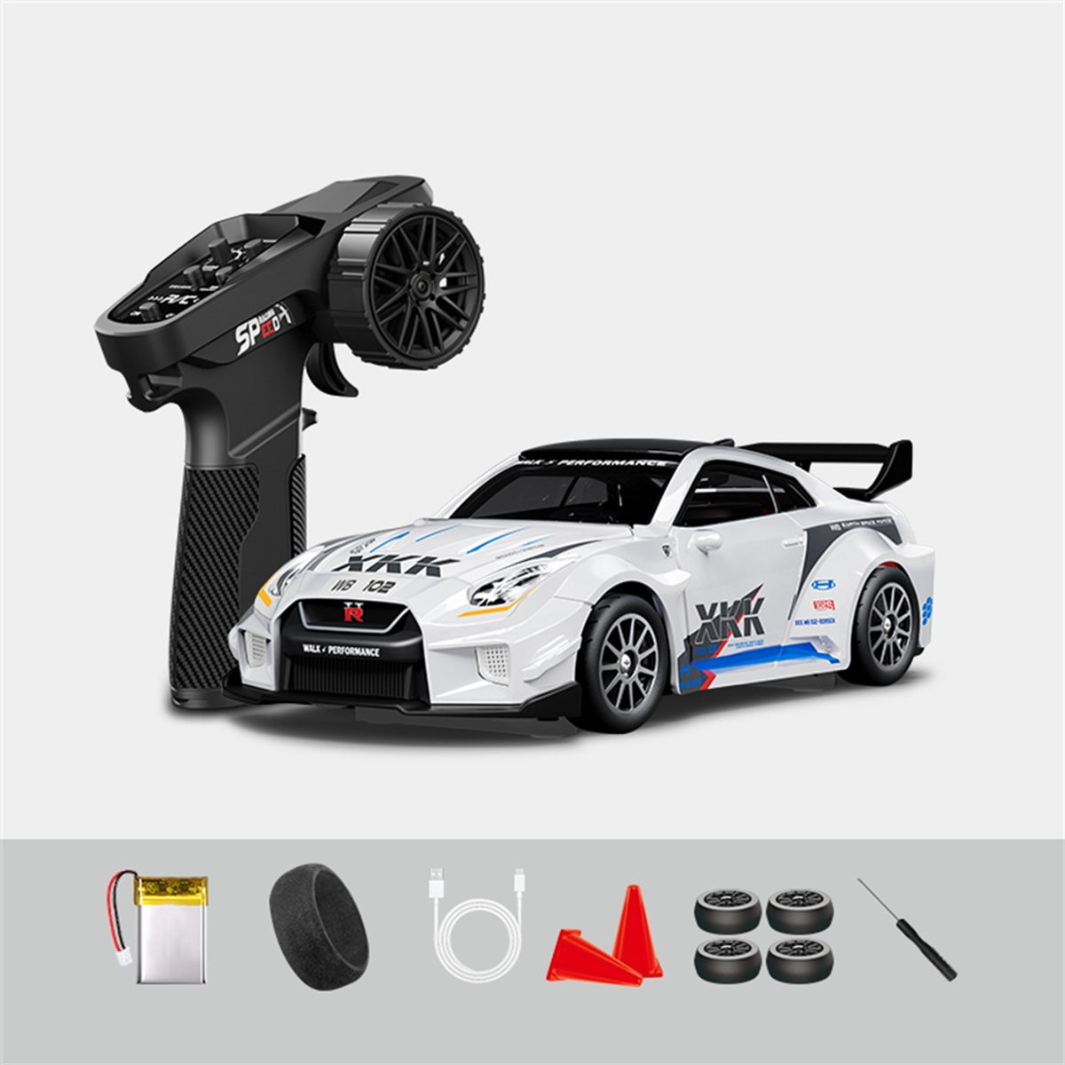 Hstar D43-02 RC Drift Auto 1:43 4WD met Gyroscoop – Mini RC Auto RTR met Proportionele Besturing, LED Verlichting, 2.4GHz Afstandsbediening, Indoor Drift Wagen
