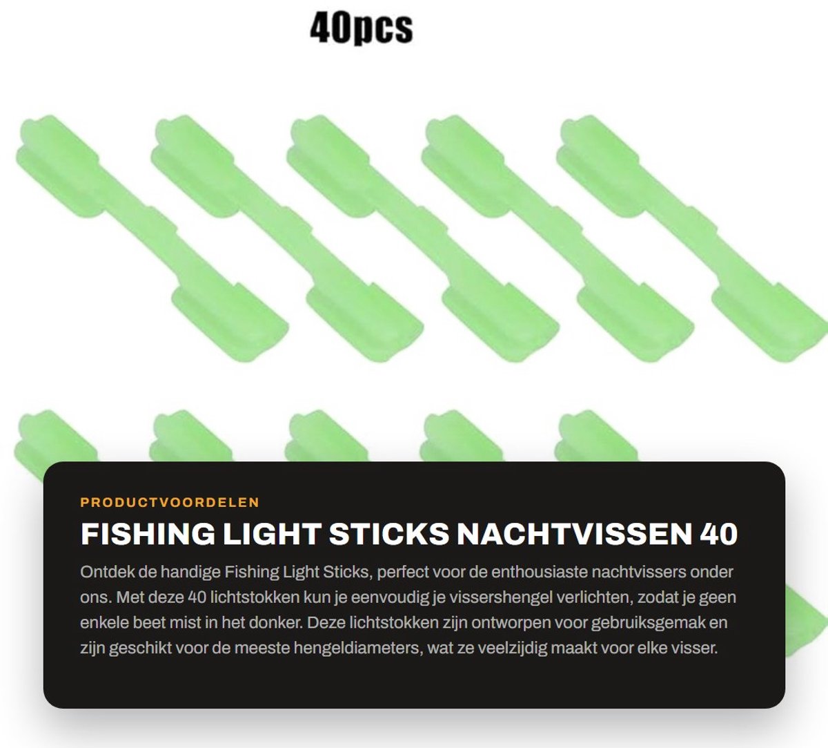 Dailygoods- Hengel Clips 40 Stuks - ABS Kunststof - Lichtgewicht - Draagbaar - Voor Nachtvissen - Geschikt voor Staafdiameters 1,5/2/2,5 mm - Vishulpmiddelen