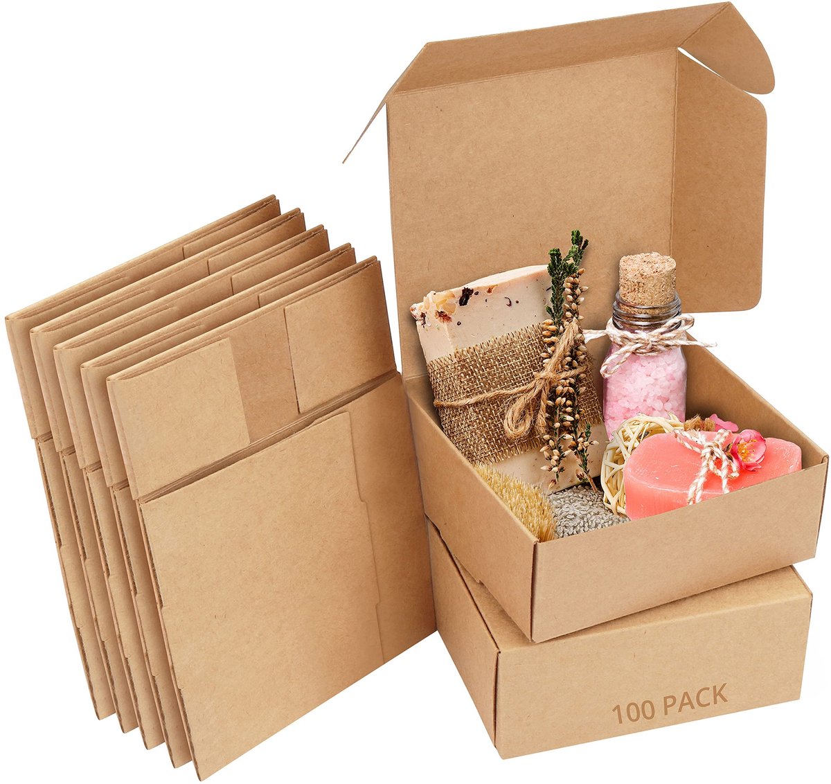 Dailygoods- Geschenkdoos 100 Stuks - Bruine Hobby Doosjes - Makkelijk te Assembleren - Afmetingen 12 x 12 x 5 cm - Recyclebaar - Perfect voor Feesten - Cadeauverpakking