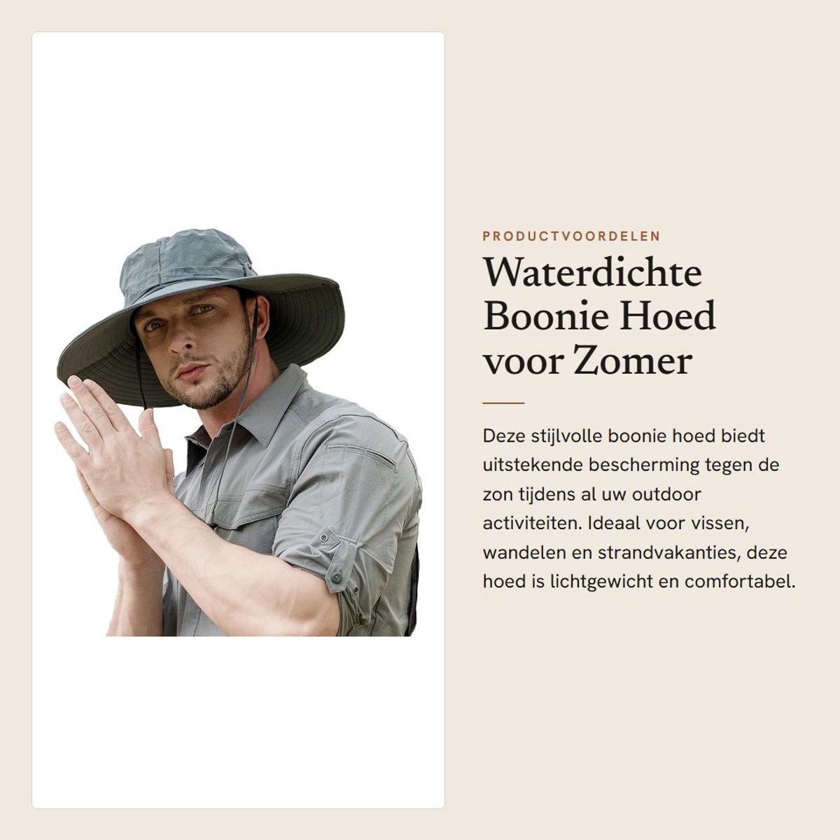 Dailygoods- Boonie Hoed Waterdicht - Zonnehoed - Brede Rand 12 cm - Verstelbaar - Ademend Mesh - Lichtgewicht met Zweetband