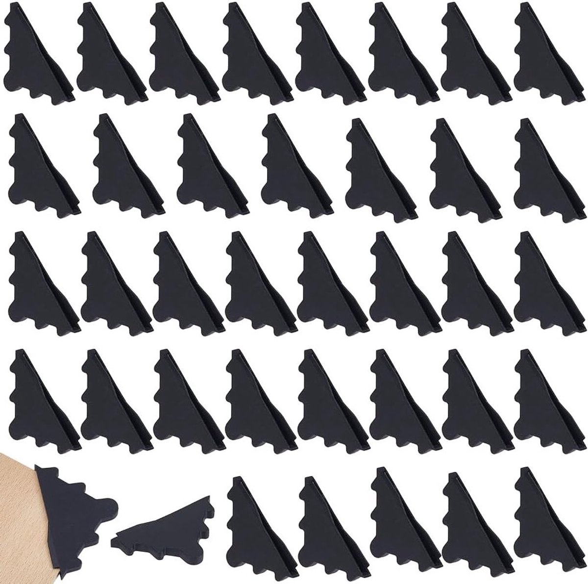 100 stuks zwarte glazen hoekbeschermers voor meubels, tafels en spiegels - 65 × 4 mm kunststof driehoekige hoekbescherming