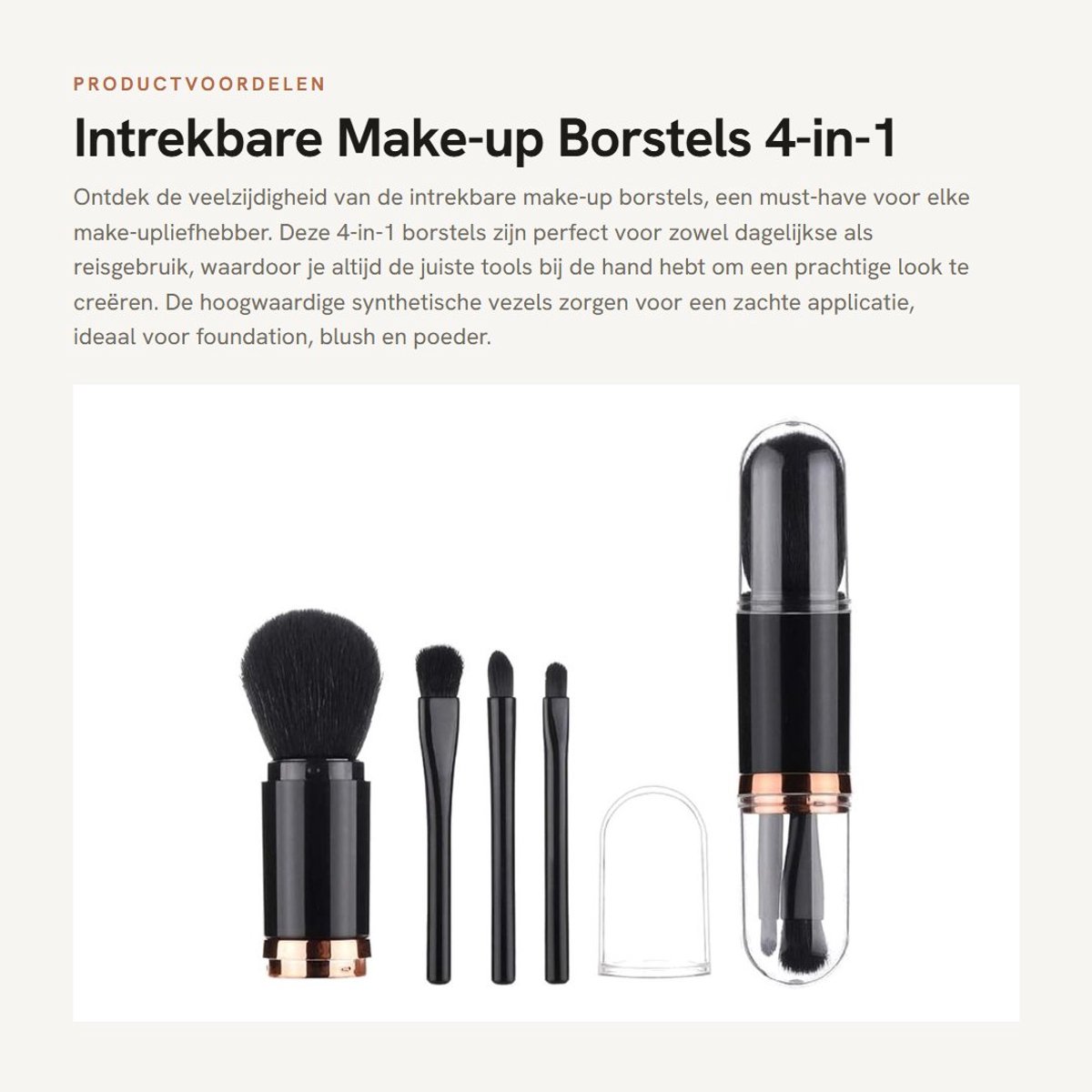 Dailygoods- Make-up Borstel 4-in-1 - Intrekbare Borstel - Kabuki