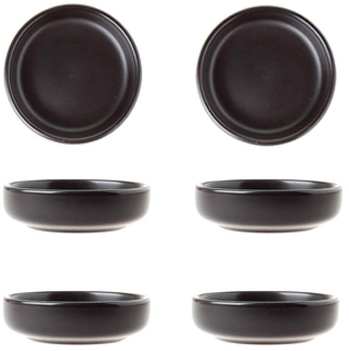 Dailygoods- Sojadipschotel set van 6 - Multifunctionele Porseleinen Schaaltjes - Dipsauzen/Snacks - Aardewerk - Magnetron/Vaatwasmachinebestendig - Diameter 8,5 cm - Schaaltje
