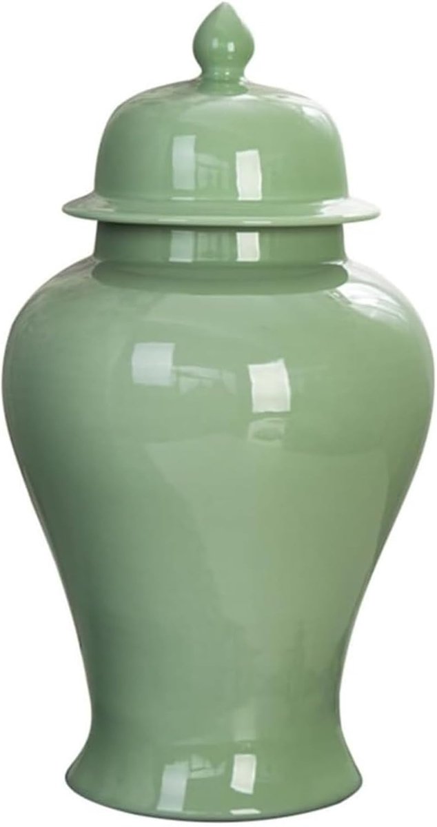 Gemberpot Decoratief - Keramische Vaas - Interieur Verfraaien - Klassieke Stijl - 35cm Hoog - Groen