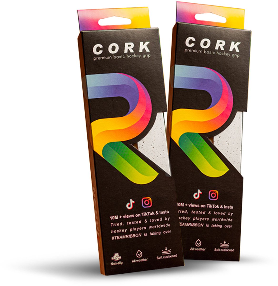 RIBBON Cork Hockey Basisgrip – Grip Tape Hockeystick – Natuurlijk Comfort – Anti-Slip - 2 Pack - Wit