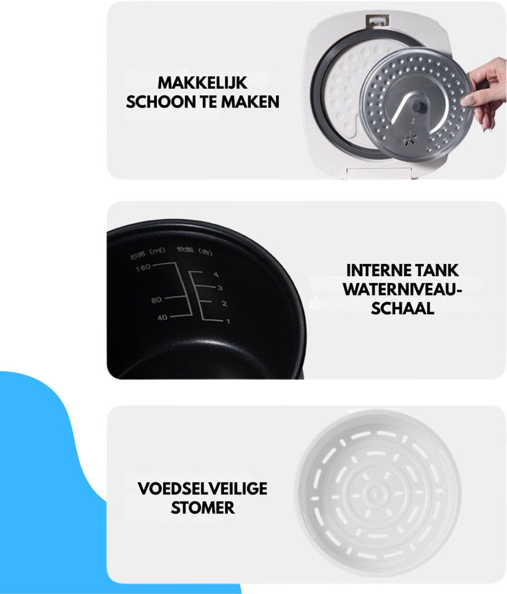 Livista Rijstkoker – 2L – Multicooker – Met Stoomfunctie, Timer en Warmhoudfunctie – 10 Programma's – Titanium Binnenpan – Touchscreen – Wit – foto 2