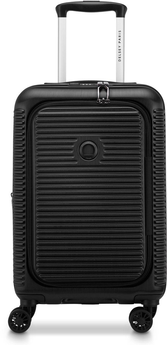 DELSEY Freestyle handbagagekoffer 55 cm - front opening - uitbreidbaar - Black