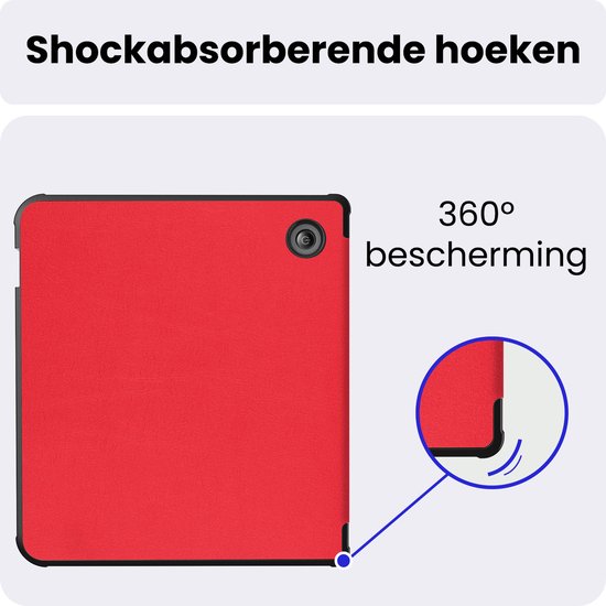 Hoes Geschikt voor Kobo Libra 2 - Luxe E-reader Bescherm Case - Hoesje Book Cover - Rood — afbeelding 5