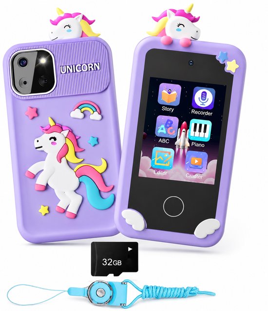 BP® Speelgoed Telefoon Paars - Kindertelefoon - Kindercamera - Educatief Speelgoed 3 Jaar - Kinder Telefoon - Nederlandse Instellingen - 22 Kindvriendelijke Offline Apps - Educatieve Spellen - Inclusief 32 GB SD Card